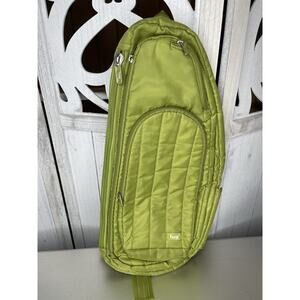 LUG Long Green Sling Bag Quilted Multi Compartment Travel Vacation Lightweight